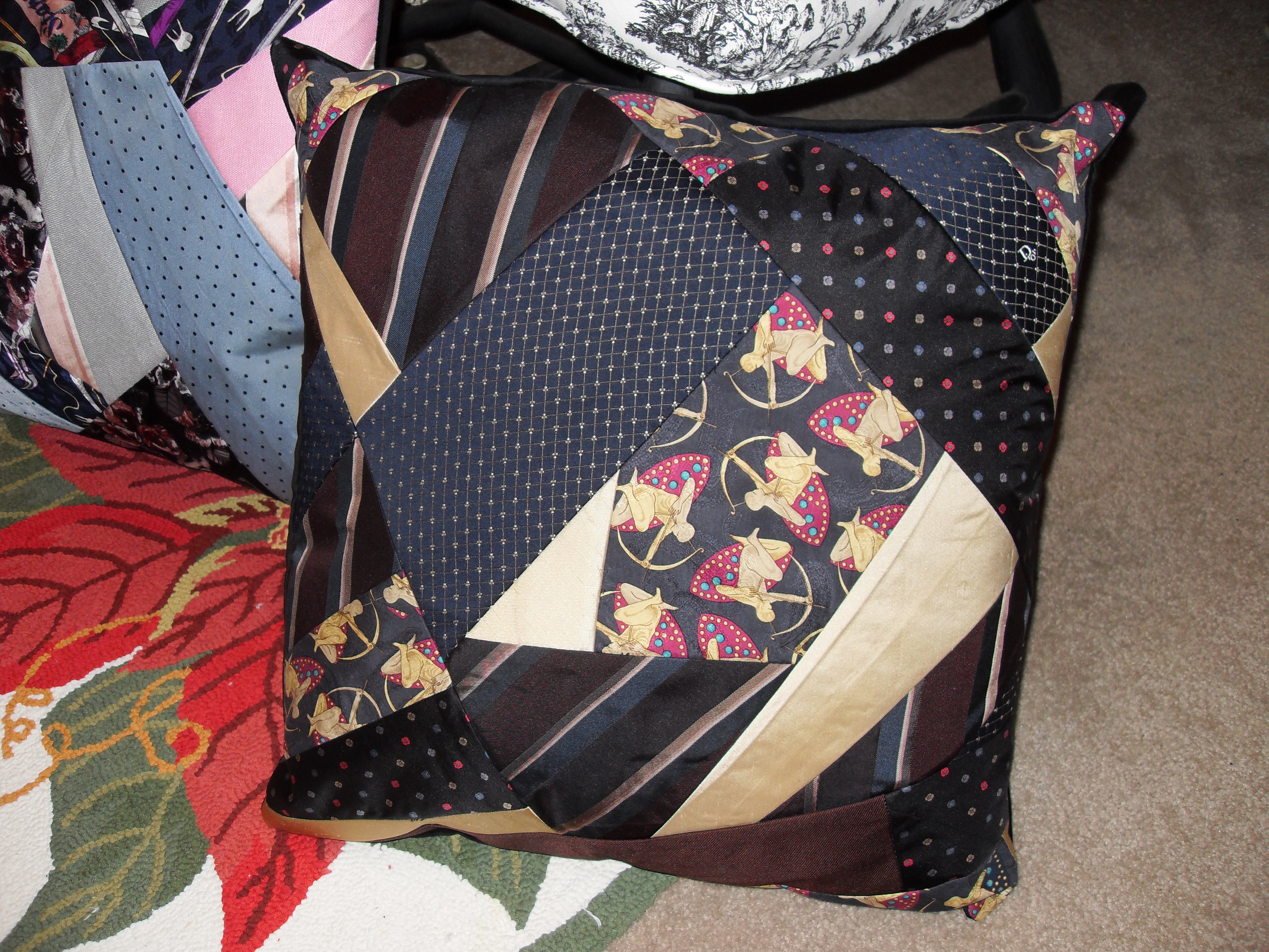 Crazy quilt tie Pillows
$40 custom design fee - You supply ties, backing & pillow form.